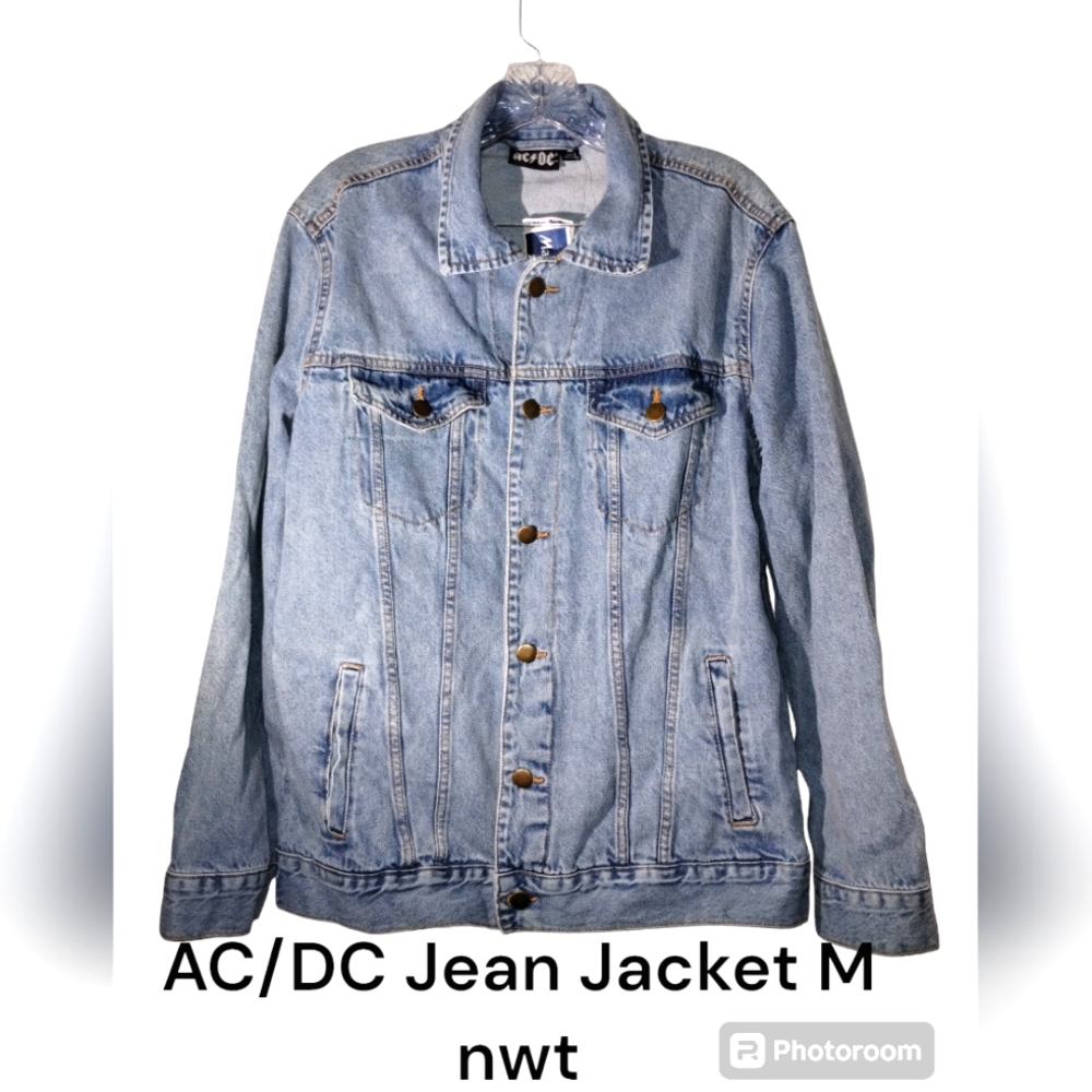 AC/DC Jean Trucker Jacket M blue logo patch back S2020 nwt
